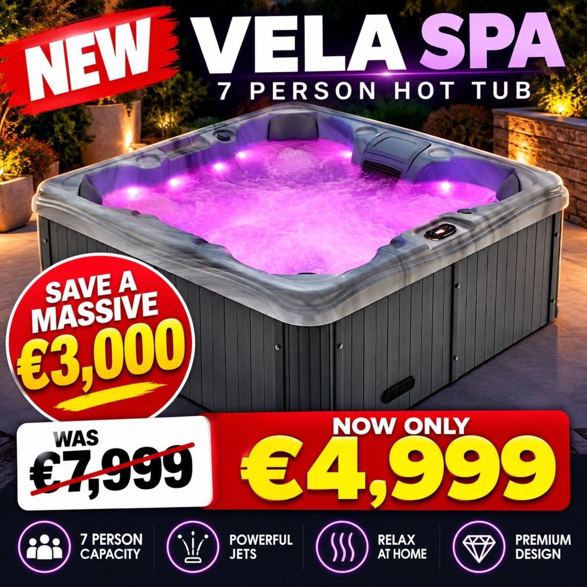 Új Vela Spa 7 személyes jakuzzi